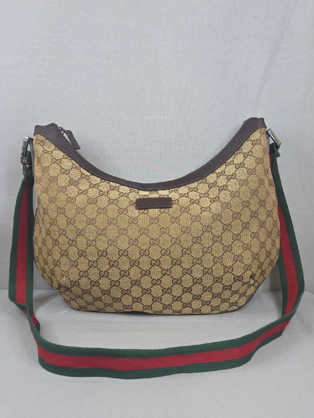 ✨️GUCCI GG Canvas Web Half Moon Crossbody Bag - Picture 2 of 16